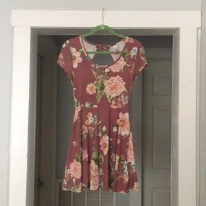 No Boundaries Floral Skater Dress with Cutout
